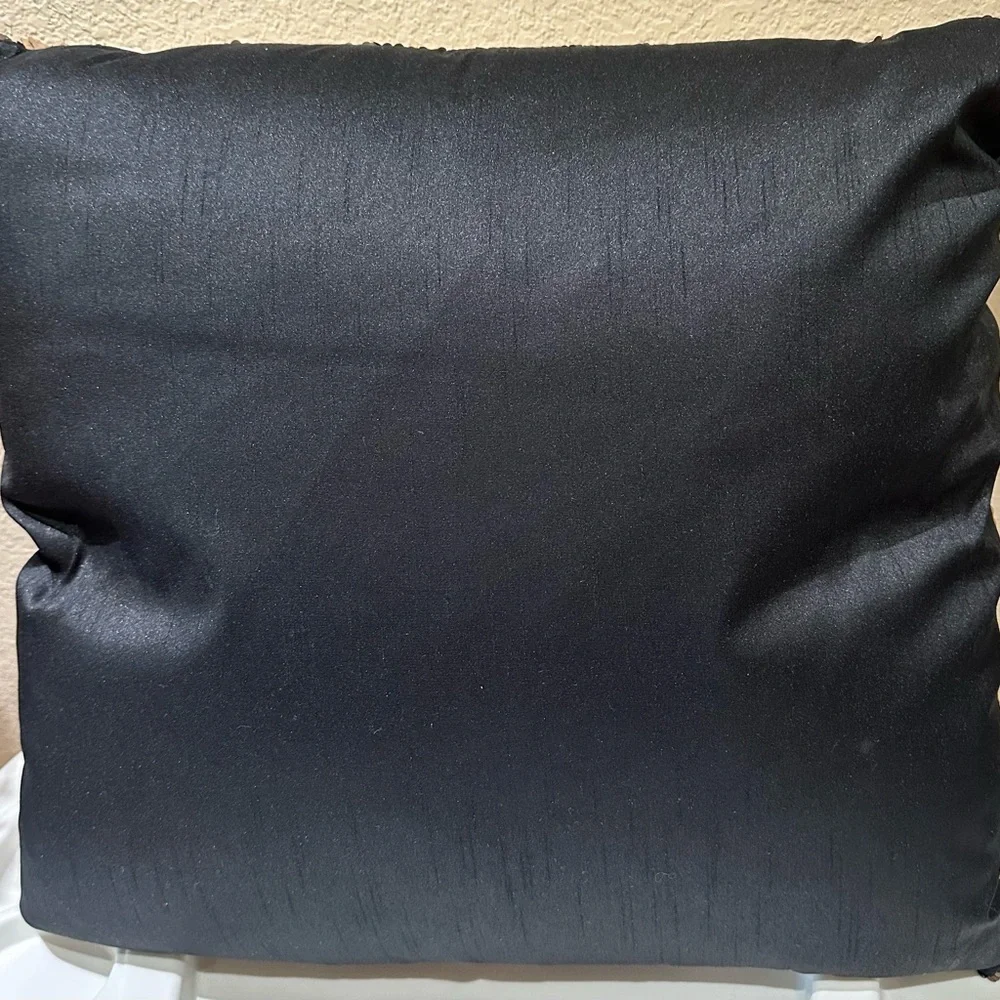 NWOT Aviva Stanoff Square Gold Sequin & Satin Pillow w/zipper. Down pillows.